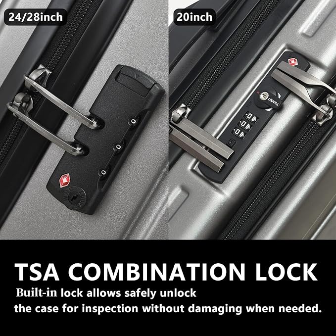 TydeCkare 2pcs 20/28" Luggage Set Lightweight HardShell, Only 20 Inch Carry On - Image 4