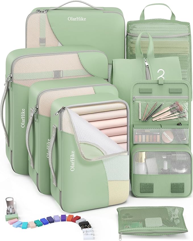 8 Set Packing Cubes for Travel, Anti-Tearing Suitcase Organizer for Luggage by OlarHike