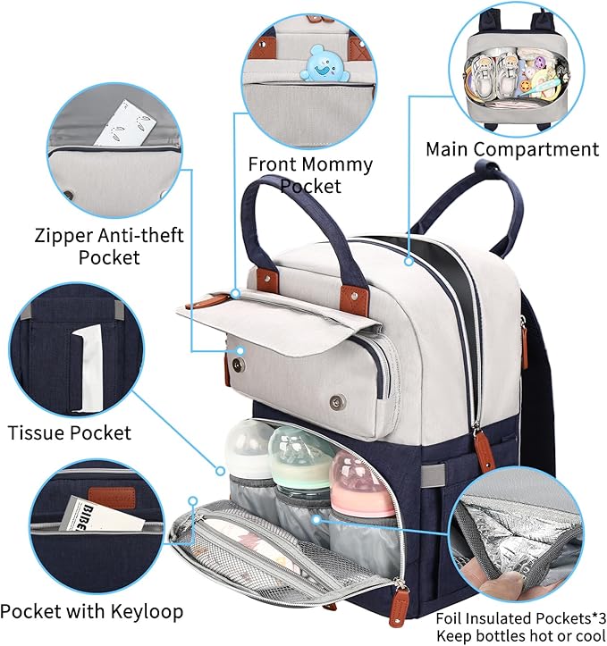 Diaper Bag Backpack, Baby Boy Diaper Bag, Unisex Large Baby Bag - Image 3