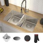 KRAUS Dex 33-Inch Undermount 50/50 Double Bowl TRU16 Gauge Stainless Steel - Image 9