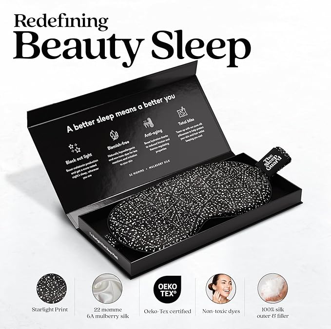Pure Silk Sleep Mask Light Blocking Travel Essentials. Eye Masks - Image 2