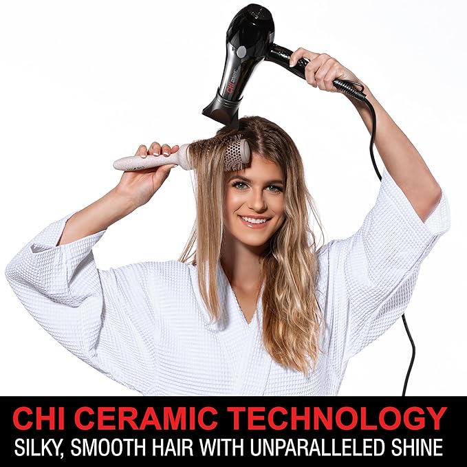 CHI Dynamic Hair Dryer, Blow Dryer for Smooth & Voluminous Hair, Comb-Attachment & Air Concentrating Nozzle for Faster Styling, Low Noise