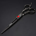 6/7/8-Inch Professional Hair Scissors Haircut Rose Pattern Hair Scissors Styling Tools Japanese Stainless Steel Scissor Set (7-inch cutting scissors-B)