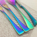 Rainbow Silverware Set, 24-Piece Stainless Steel Flatware Set Service - Image 5