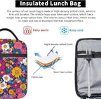 Floral Insulated Lunch Box for Women Men Floral Lunch Bag for Travel, or - Image 5