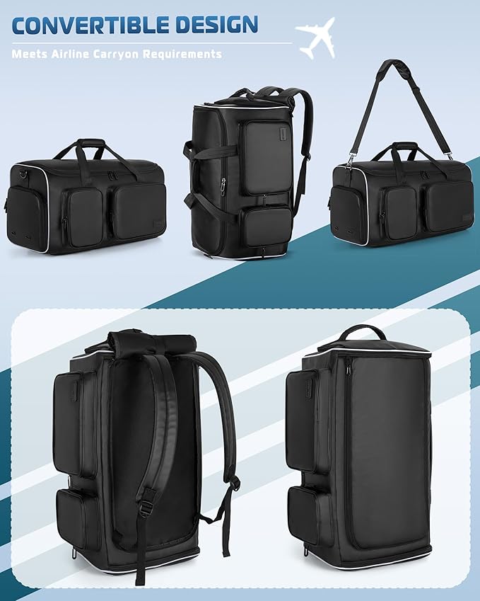 50L Convertible Garment Duffle Bag Backpack - Image 8