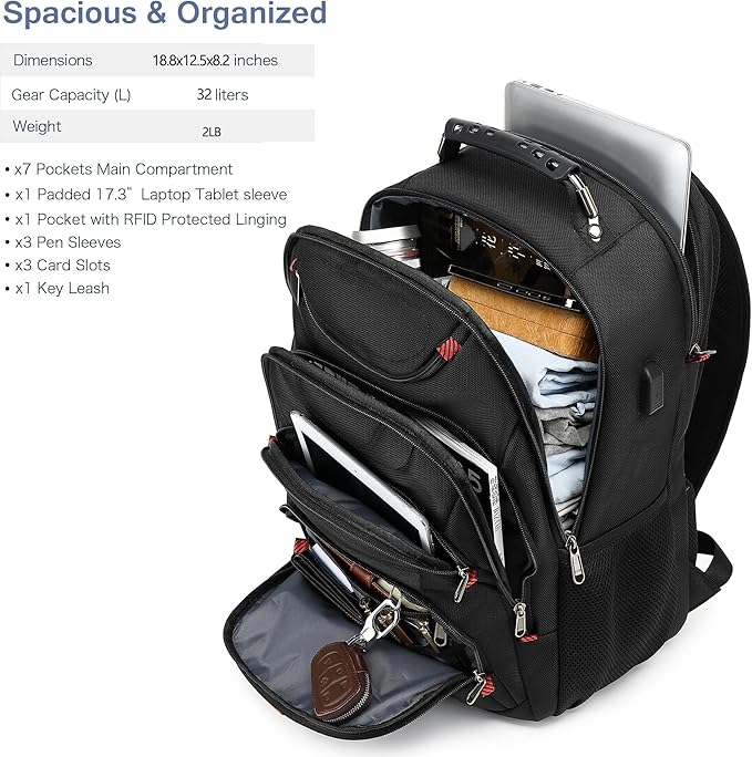 Boavan Laptop Backpack for men, 17.3 inch Laptop Bag - Image 5