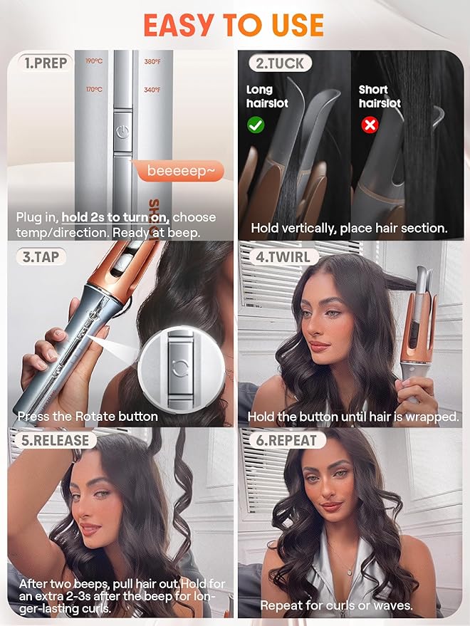 SHEGLAM Curling Iron Automatic Gift for Woman (Gold, 1 inch)