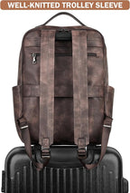 MASINTOR 15.6 inch PU Leather Laptop Backpack Purse - Image 7