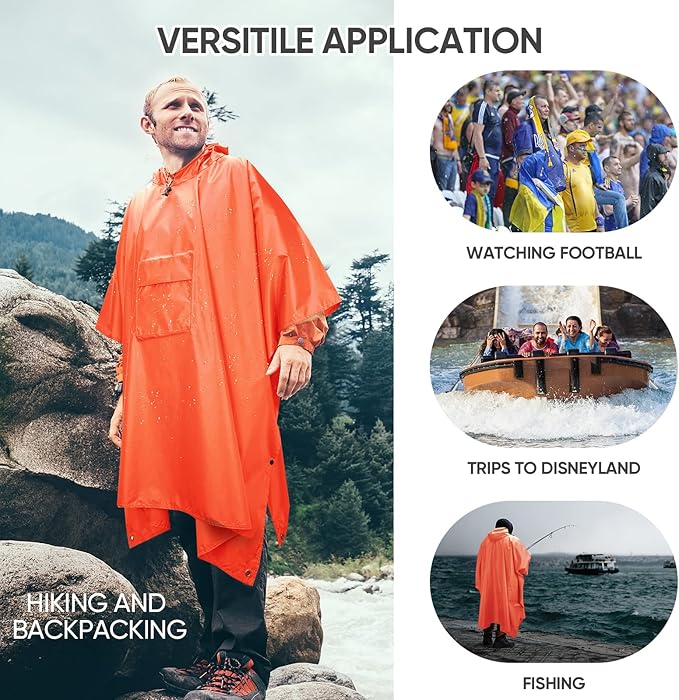 PTEROMY Hooded Rain Poncho for Adult - Image 5