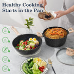 12 Pcs Pots and Pans Set, Nonstick Cookware Sets Black Granite Induction - Image 4