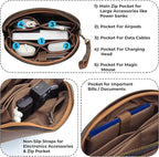 Leather Tech Pouch for Cables Chargers Phone | Tech Bag | Zipper Travel - Image 3