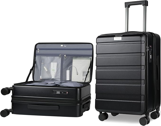 KROSER Carry On Luggage with Spinner Wheels & Built-in TSA Lock, Expandable Top by KROSER