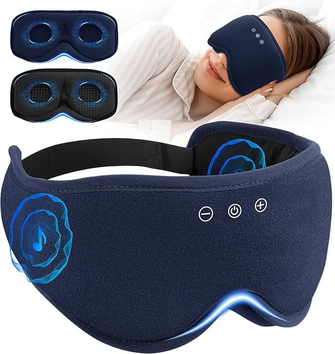 Bluetooth Sleep Mask with 2 Removable 3D Contoured Cup, Bamboo Cotton Sleeping by AHUIARGY