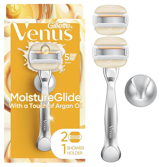 Venus Moistureglide Women's Razor, Reusable Handle, 2 Razor Blade Refills and by Venus