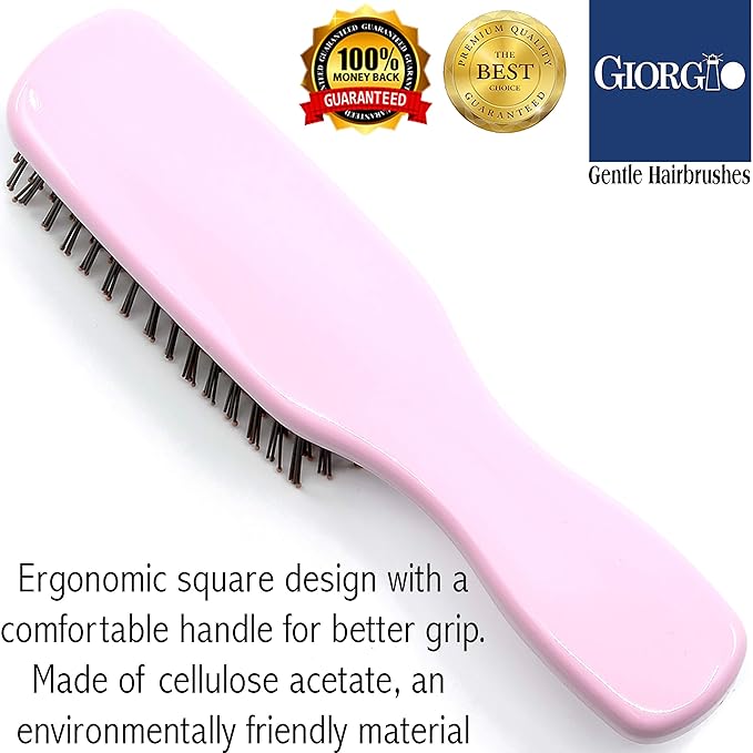 Giorgio Gentle Detangler Hair Brush - Dual Length Bristles for Men, Fine and Thick Hair, Scalp Massager, Travel Brush for Wet or Dry Hair