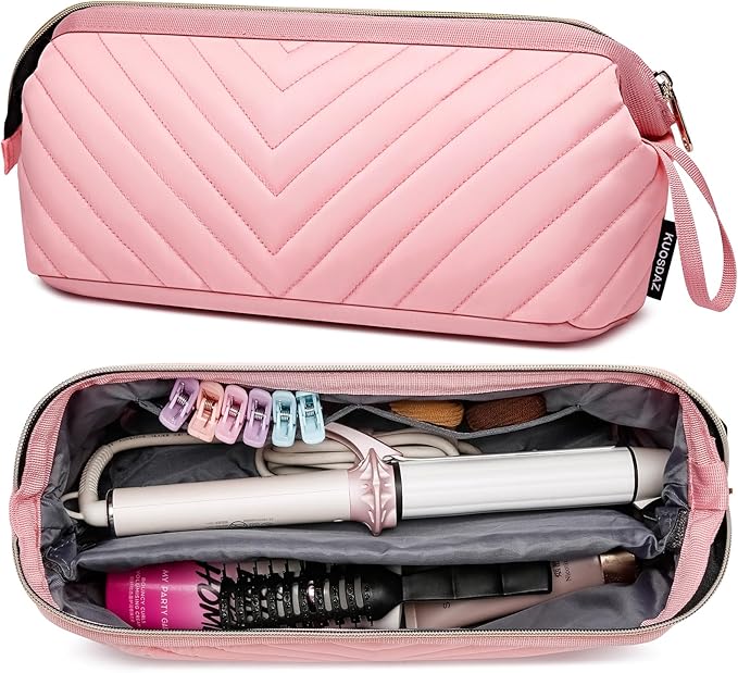 Hair Tools Travel Bag for Shark Flexstyle Dyson, Quilted Case Organizer Bag, Gift for Women Hair Accessories Storage Bag, Travel Hairdryer Portable Bag for Women, Pink