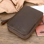 Polare Full Grain Leather Travel Cable Organizer Case Double Layer Electronics - Image 3