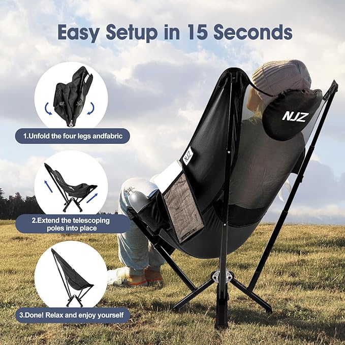 High Back Camping Chair, Outdoor Comfortable Chair - Image 4