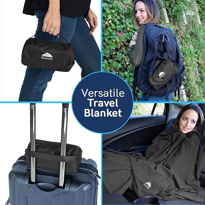 BlueHills Ultra Compact Travel Blanket Pillow in Portable Bag Case - Image 2
