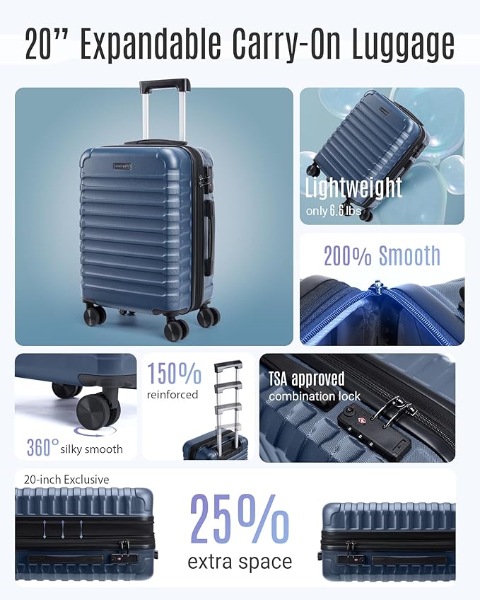LIGHT FLIGHT Carry On Luggage 22x14x9 Airline Approved, Carry On Suitcases - Image 2