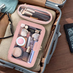 Travel Clear Makeup Bag with Makeup Brush Bag, Leather Makeup Case Toiletry Bag - Image 3