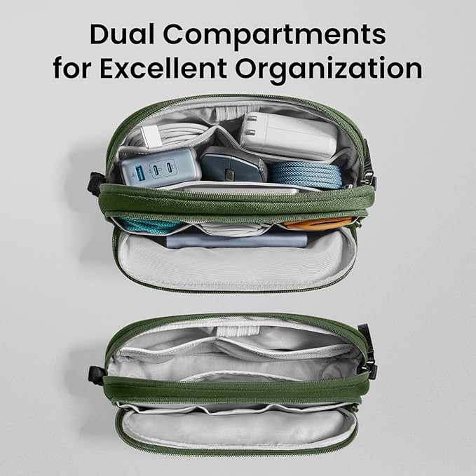 tomtoc Electronic Organizer Travel Case, Water Resistant Dual Compartment Tech - Image 2