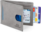 SERMAN BRANDS RFID Blocking Slim Bifold Genuine Leather Thin Minimalist Front by SERMANBRANDS