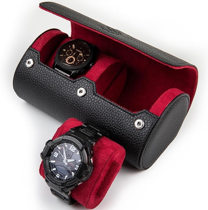 2 Watch Travel Case for Men – Bold Faux Leather Organizer for Smart & Luxury by Unknown
