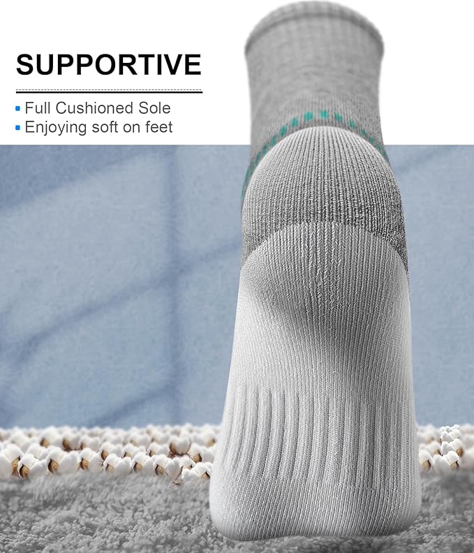 BULLIANT Compression Socks for Men 6Pairs, Athletic Crew Socks Cushioned For - Image 3
