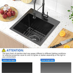 15 x 15 inch Drop in Bar Sink Black, Gunmetal Black Bar Sink 18 Gague Topmount - Image 2