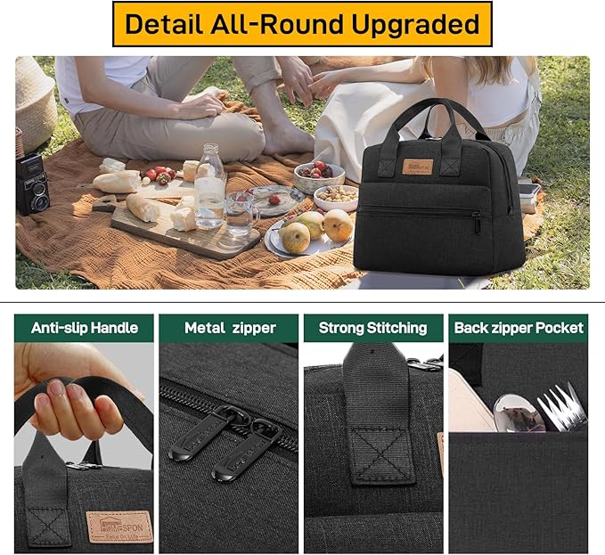 HOMESPON Insulated Lunch Bag for Women Men Lunch Box Cooler Lunch Tote for Work - Image 4