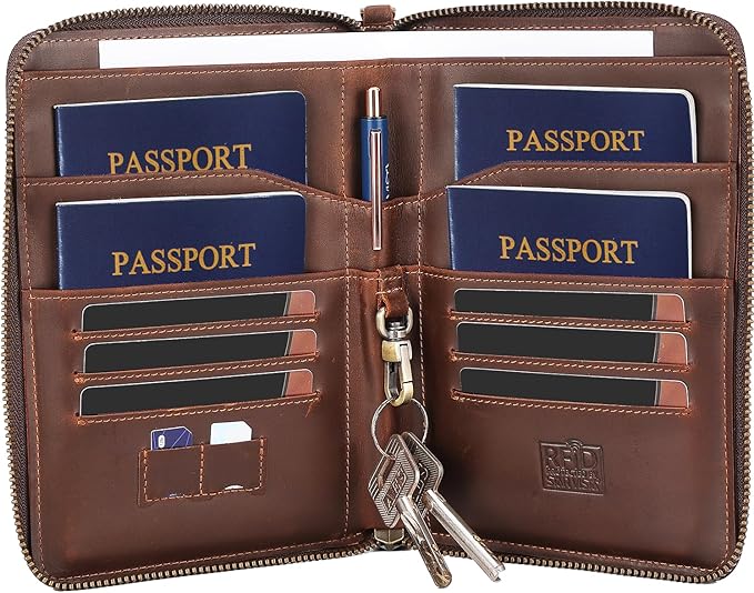 STAR VISTA Lorenzo Full Grain Leather Family Passport Wallet by STARVISTA