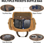 60L Travel Bags for Men, Nomad Canvas Duffle Bag Vintage Genuine Leather Travel - Image 4
