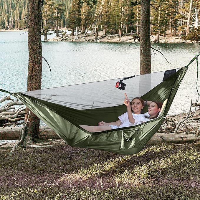 Camping Hammock with Mosquito Net and Ridge Rope, Extra Large - Image 7