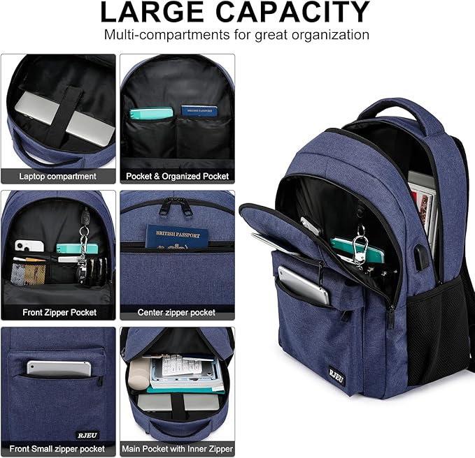 Laptop Backpack for Men Teens Boys, Water-Resistant 15.6 Inch College Bookbag - Image 2
