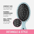 Conair Detangling Mini Hair Brush Set, 3-Pack Detangler Brushes for Wet or Dry Hair, Gentle Detangler for All Hair Types, Hair Brushes for Women and girls. gifts for her, Silver, Blue, Pink