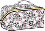 MNSRUU Makeup Organizer Bag, Travel Makeup Bags, Pink Floral Cosmetic Case, Large Capacity, Scratch Resistant, Lightweight