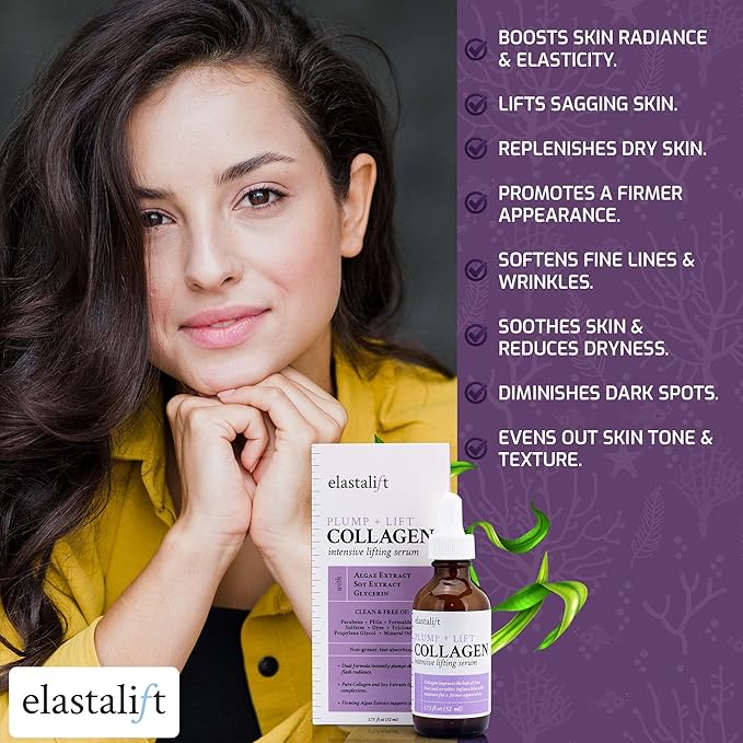 Elastalift Collagen Facial Serum Lifting, Plumping, Firming Collagen Serum For Face Improves Elasticity, Evens Skin Tone, Plumps, & Lifts Sagging Skin, Non-Greasy Wrinkle Serum, 1.75 Fl Oz, 2-Pack