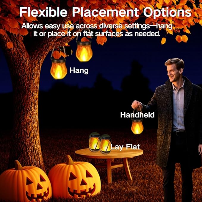 Solar Lantern Outdoor Lights, Flickering LED - Image 2