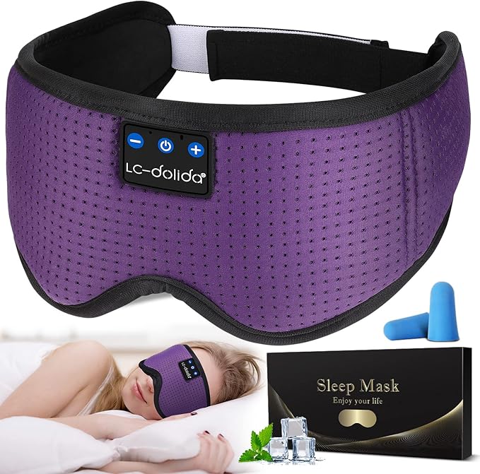 LC-dolida Sleep Headphones, Silk Sleep Mask Bluetooth Wireless Music Eye Mask by LC-dolida