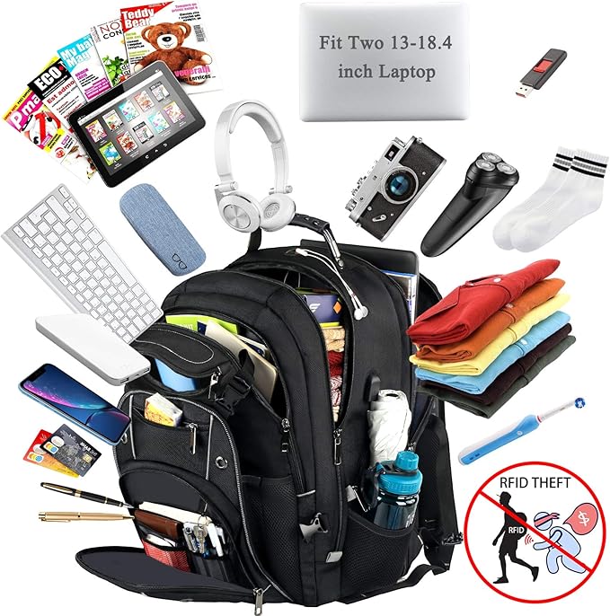 VECKUSON 18.4 Laptop Backpack for unisex, 60L Extra Large Gaming Laptops Back - Image 2
