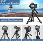 Camera Tripod 69 Inch, Patented 3-Way Swivel Portable Phone Tripod Professional - Image 4
