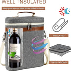 3 Bottle Insulated Wine Tote Carrier Bag, Portable Travel Padded Wine Cooler - Image 2