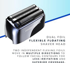 Blade & Stone PS501 Foil Shaver for Men – Dual Foil Cordless Shaver with Graphene-X Blades and 8000 RPM Digital Motor – All-Metal, Rechargeable Wet and Dry Razor – Dark Night