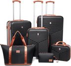 Hoteel 6 Piece Luggage Set Carry on ABS+PC Hard Shell Suitcase by HOTEEL