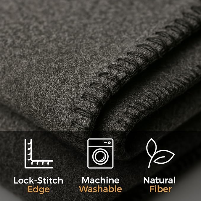 Wool Camping Blanket – 70% Wool Heavy-Duty Military Style Throw, Warm & Washable - Image 3