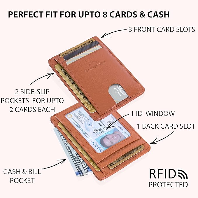 KARAKORAM Vertical Handcrafted Premium Leather Front Pocket Credit Card Holder - Image 6