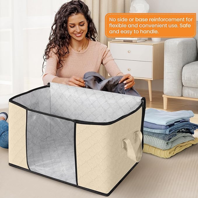 Fab totes 24 Gallons Clothes Storage, Foldable Thick Fabric Blanket Storage Bags - Image 3