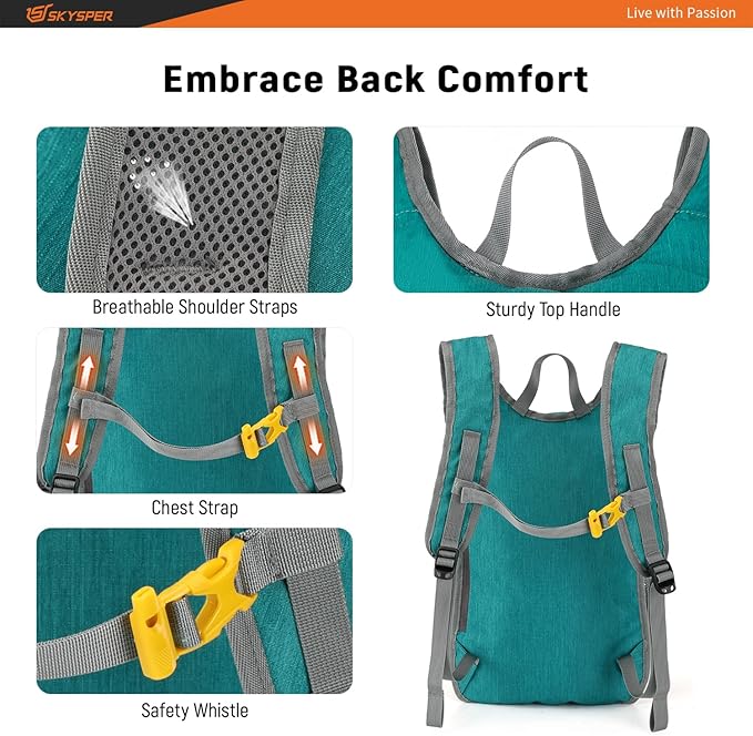 SKYSPER 15L/20L Foldable Hiking Backpack Lightweight Packable Travel Daypack - Image 4
